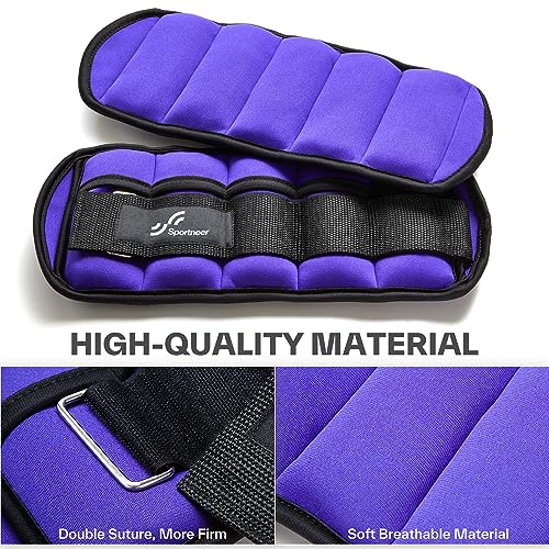 Sportneer Adjustable Ankle Weights for Women and Men 7 lbs/Pair Adjustable Leg Weights with Secure Straps, Strength Training Weighted for Yoga, Walking, Running, Aerobics, Gym, Physical Therapy