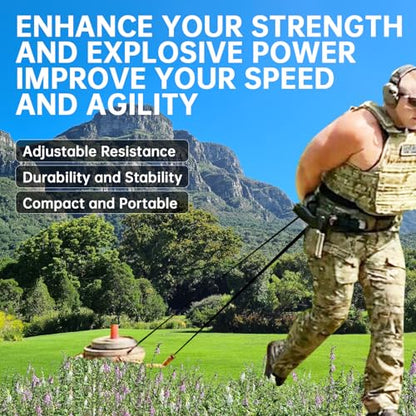 Power Speed Sled w/Harness&Padded Weighted Drag Sport Training Running Football Sled for Fitness Strength Training and Athletic Exercise
