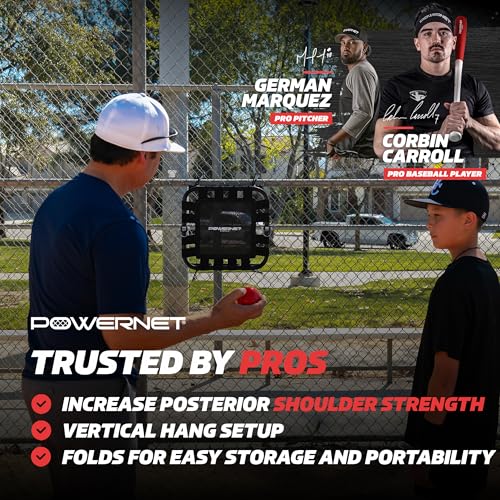 PowerNet Baseball Softball MaxControl Trampoline, Increase Posterior Shoulder Strength, Improve Arm Health, Folds for Easy Storage and Portability