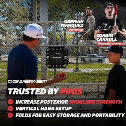 PowerNet Baseball Softball MaxControl Trampoline, Increase Posterior Shoulder Strength, Improve Arm Health, Folds for Easy Storage and Portability