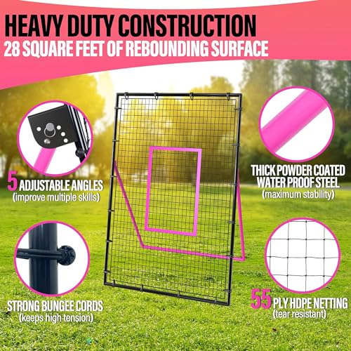 Volleyball Rebounder Net 7x4 ft - Adjustable Volleyball Training Equipment with Angle Customization - Rebounder Bounce Back Net, Portable & Durable Including Travel Bag