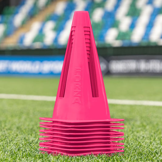 FORZA Flexi Cones [10 Pack] | Ultra-Durable Training Cones for Sports Drills and Practice – Available in 9 Bright Color Options - color: Pink