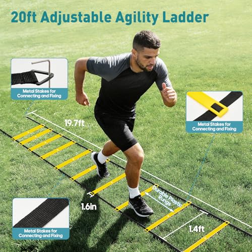 OLIXIS Soccer Football Agility Training Equipment with 4 Adjustable Hurdles - color: Yellow