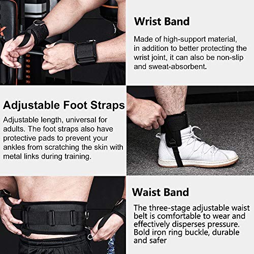 Boxing Resistance Bands Set for Speed and Agility, Workout Band Ankle Exercise Bands Legs Ankle Straps for Resistance Training Enhance Explosive Power - color: Black-200lbs