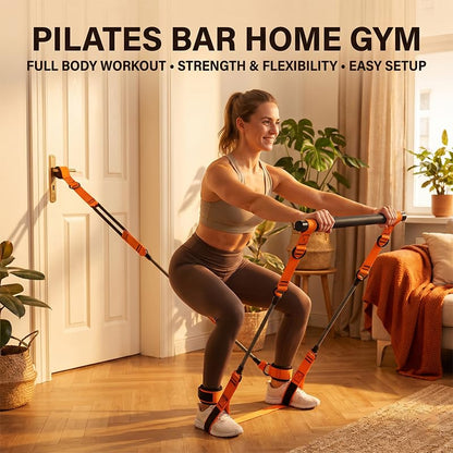 Sakerplus Pilates Kit Pilates Bar Kit with Resistance Bands, Full Body Workout System, Portable Home Gym for Stretching, Strength Training, Core Exercise