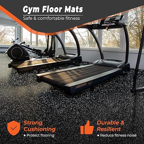 SUPERJARE 0.4'' Thick 6 Pcs 24 Sq Ft Rubber Top Exercise Equipment Mats - size: 6 Tiles (24 Sq Ft)