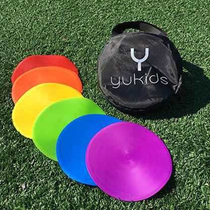 Poly Spot Markers - Non-Slip Rubber Agility Dots - Perfect for Sports (e.g. Soccer, Basketball) and Gym Training, Dance Class, PHYS Ed (PE) Equipment and Classroom Org (Set of 18)