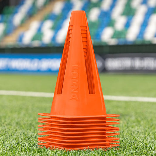FORZA Flexi Cones [10 Pack] | Ultra-Durable Training Cones for Sports Drills and Practice – Available in 9 Bright Color Options - color: Orange