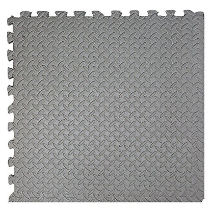 3/8" Thick 100 sq. ft. (25 pcs) Gym EVA Foam Floor Mats (24" x 24") | Steel Pattern, Grey - style: Steel Pattern-Grey