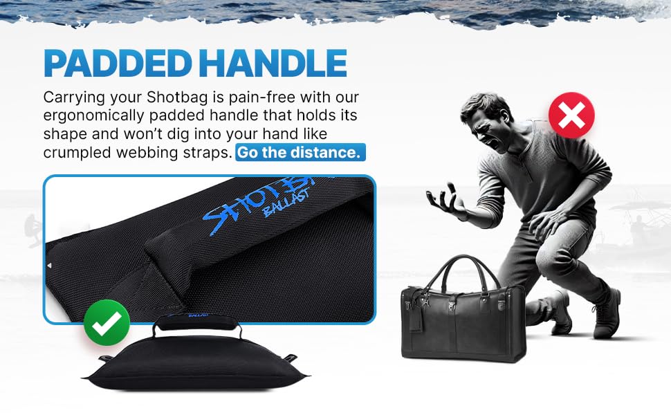 Bag for Wake Surfing, or Wakeboarding, Boat Weight Bags for Boosting Wake, Prefilled With Fine Recycled Steel Shot, Easy to Handle – 5 Year Warranty (Sizes 25lb or 50) (Grommet, 25 LB)