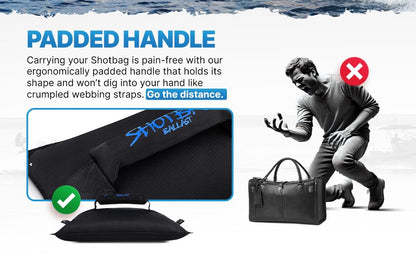 Bag for Wake Surfing, or Wakeboarding, Boat Weight Bags for Boosting Wake, Prefilled With Fine Recycled Steel Shot, Easy to Handle – 5 Year Warranty (Sizes 25lb or 50) (Grommet, 25 LB)