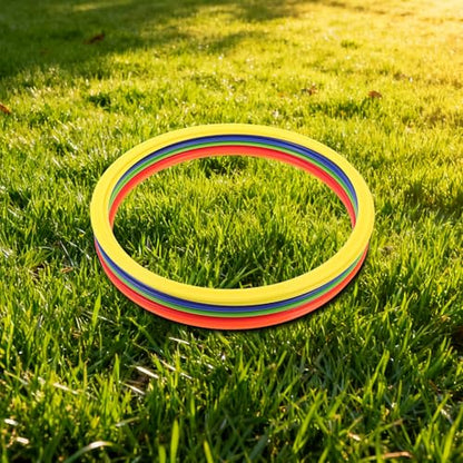 ibasenice 10 Pcs Agility Rings, Speed Training Hoops for Soccer Football Footwork Drills, Flexible Plastic Jumping Circles Sports Equipment, Multi-Color, 12 Inch