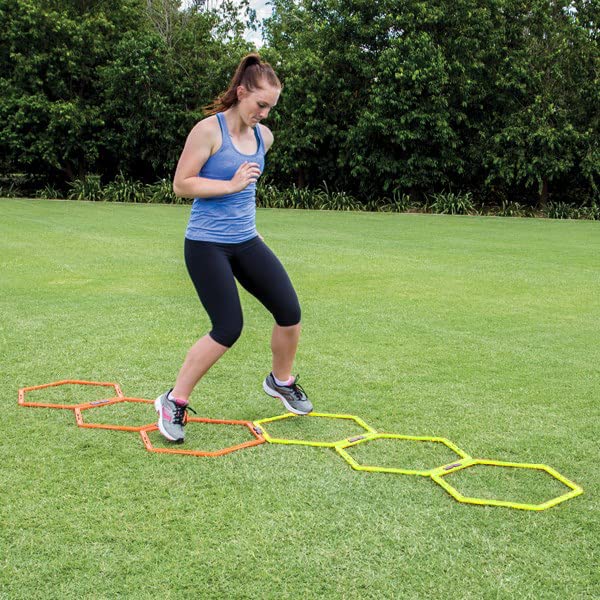 Hex Agility Rings for Speed Training & Agility Footwork Training Speed Hurdles Ladder with Carrying Bag (12 Rings)