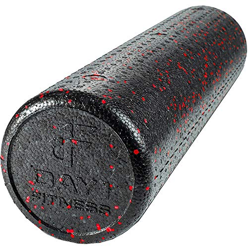 Day 1 Fitness High Density Muscle Foam Rollers - Sports Massage Rollers for Stretching, Physical Therapy, Deep Tissue, Myofascial Release - Ideal for Exercise and Pain Relief - Speckled Red, 24” - color: Red Speckled, size: 24"
