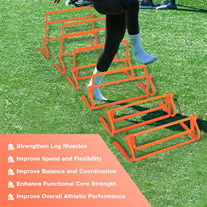 Adjustable Agility Hurdles,4 Height Speed Training Hurdles, Portable Speed Training Equipment with Carry Bag for for Athletes,Kids,Soccer,Basketball