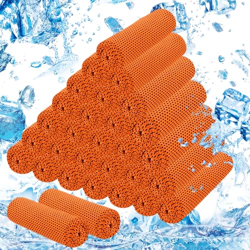 30Pack Cooling Towels for Neck and Face (40"x12"), Ice Microfiber Cooling Towels Bulk for Workout Cooling Neck Wraps Sweat Towels for Gym Yoga Golf Running Sport - color: Orange