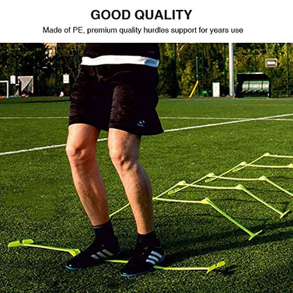 Adjustable Hurdles and Cone Set Agility Hurdles Disc Cones for Soccer Sports Plyometric Speed Training, fluorescent green