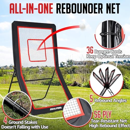Lacrosse Rebounder, 4x7FT/4x6FT Volleyball Rebounder for Backyard with 5 Rebound Angles, Target Strip, Lacrosse Rebound Net Perfect for Lax Baseball Volleyball & Soccer Practice - size: 4×7ft Volleyball/Lacrosse Rebounder
