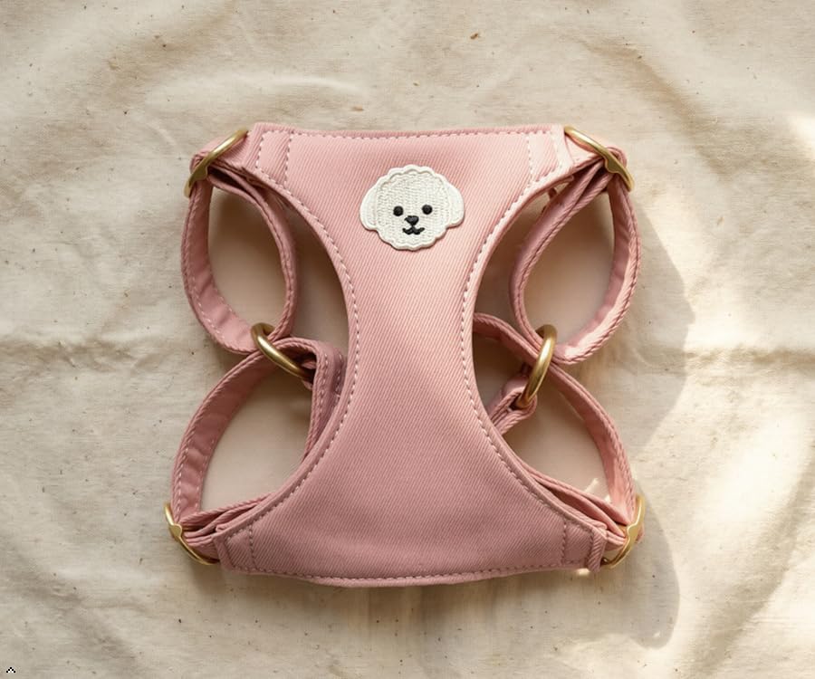 AetruffyPet 100% Cotton Dog Harness and Leash Set – Soft Breathable Vest for Small Dogs, Adjustable No-Choke Design, Lightweight Walking Set (XS/S/M) (Pink, S) - color: Pink, size: S