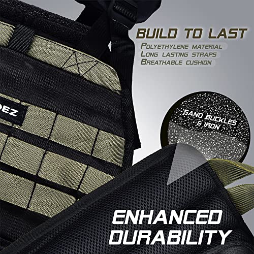 Tactical Adjustable Weighted Vest with Weight Plates Included, Quick Release Strength Training Weight, Running, Workout Vest for Men and Women, Adjustable from 12lbs to 31lbs