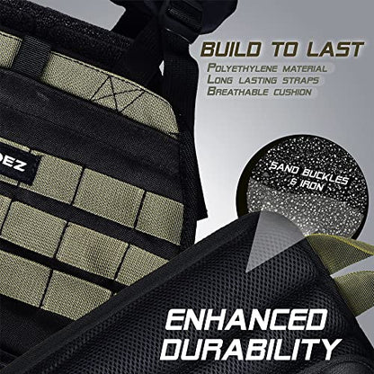 Tactical Adjustable Weighted Vest with Weight Plates Included, Quick Release Strength Training Weight, Running, Workout Vest for Men and Women, Adjustable from 12lbs to 31lbs