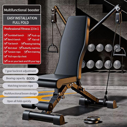 Adjustable Weight Bench for Home Gym – Foldable Strength Training Bench Press with Resistance Bands, 600lb Capacity, 7-Level Incline/Decline – Full Body Workout Equipment for Men & Women