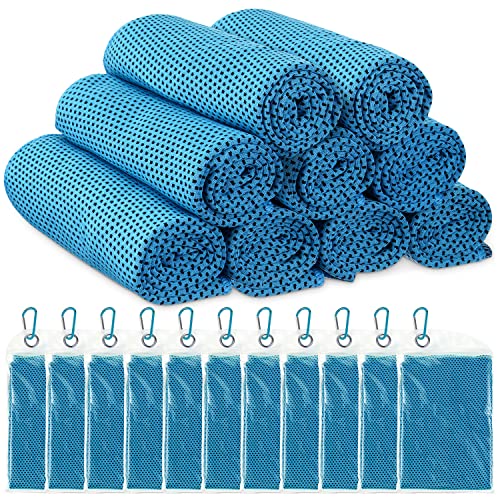 Redbaker 20 Pack Cooling Towel Bulk (40"x12"), Ice Towels for Neck and Face, Soft Breathable Microfiber Chilly Sweat Rag with Bags for Yoga, Sports, Running, Gym, Golf, Workout, Camping(Light Blue) - color: Light Blue