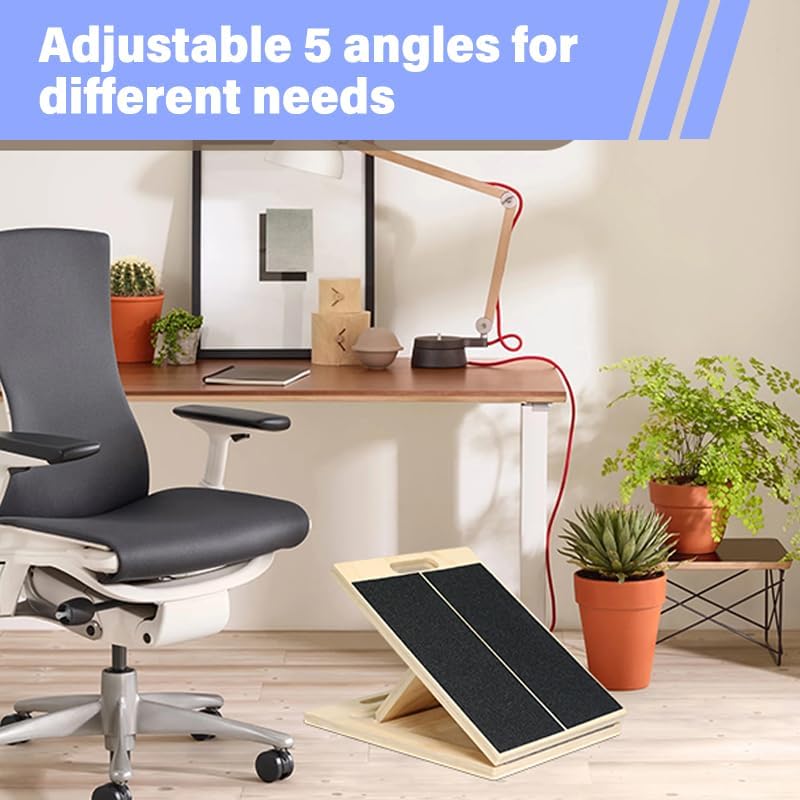 6-Angle Slant Board & Balance Board, 2-in-1 Wooden Mobility Board, Adjustable 40° Incline Stretch Board with Non-Slip Surface, Calf Stretcher and Ankle Balance Board for Adults, Squats, Stability Workouts