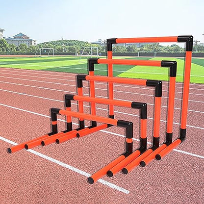 Portable Hurdles Training Equipment, 5 Pack Different Height Hurdles for Kids, Plastic Soccer Agility Workout Trainer Kit, Track and Field Hurdles (Red)