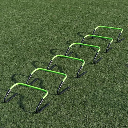 QUICKPLAY Adjustable Speed Hurdles Set of 6 - Soccer Training Hurdles for Agility Drills, 6in 9in 12in Height Settings, Portable Football Agility Hurdles with Carry Bag