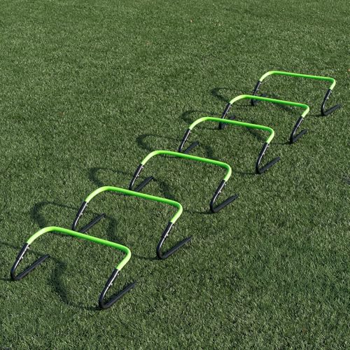 QUICKPLAY Adjustable Speed Hurdles Set of 6 - Soccer Training Hurdles for Agility Drills, 6in 9in 12in Height Settings, Portable Football Agility Hurdles with Carry Bag