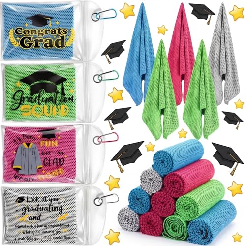 4 Pack Graduation Gifts Cooling Towels (40"x12"), Soft Breathable Chilly Towel, Ice Towel, Microfiber Towels for Yoga, Sport, Running, Workout, Gym & More Activities Team Gift