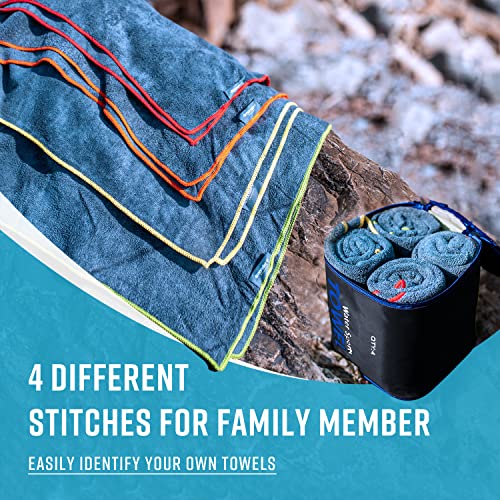 4Monster 4-Pack Quick Dry Microfiber Travel Towels – Super Absorbent, Ultra-Soft Camping Towel Set with Water-Resistant Bag, Lightweight & Compact for RV, Gym, Beach, Pool, Swimming, and Family Trips - color: 4-navy
