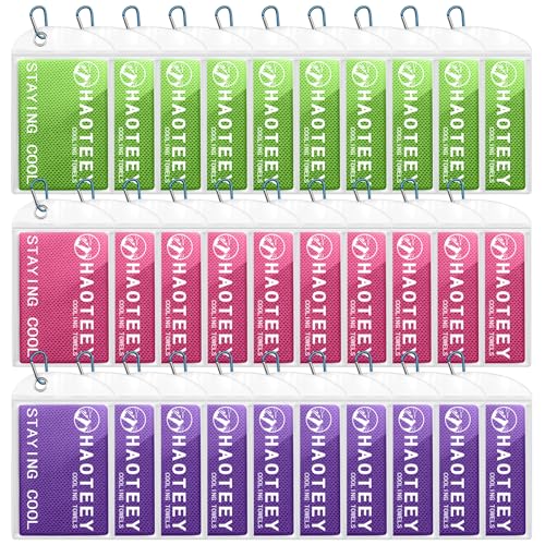 Cooling Towels Pack of 30, 40"*12" Neck Cool Towel Bulk, Cold Towels for Neck and Face, Cooling Rags Sports Towel for Hot Weather, Running, Soccer, Yoga, Gym, Golf - color: 10green/10red/10purple
