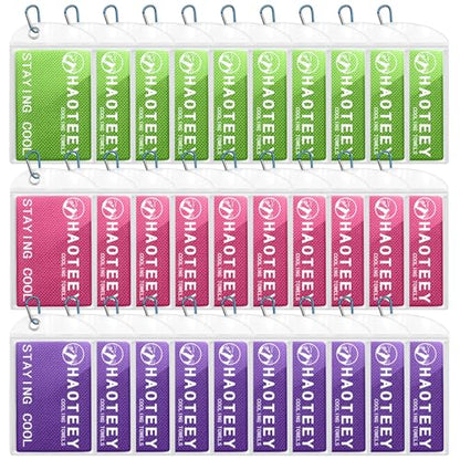 Cooling Towels Pack of 30, 40"*12" Neck Cool Towel Bulk, Cold Towels for Neck and Face, Cooling Rags Sports Towel for Hot Weather, Running, Soccer, Yoga, Gym, Golf - color: 10green/10red/10purple