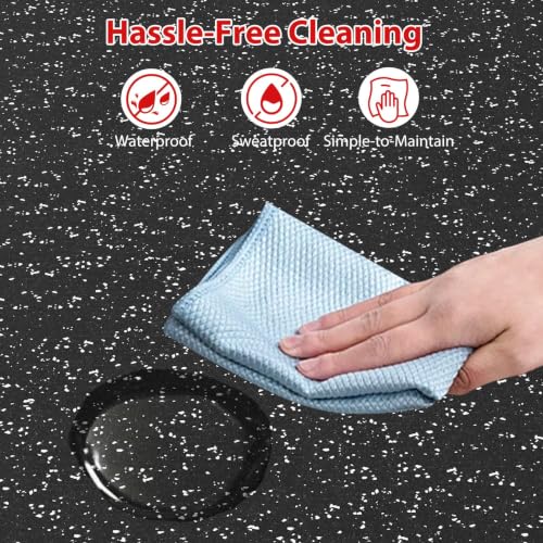 Giantex 24-Pack Interlocking Rubber Gym Floor Mats, 0.39'' Thick 24''x24'' Puzzle Tiles with Border Strips, 96 sq.ft Anti-Slip, Noise-Reducing Flooring for Home Workout Exercise (Black/Gray Speckled) - size: 0.39'' | 24 Tiles | 96 Sq Ft