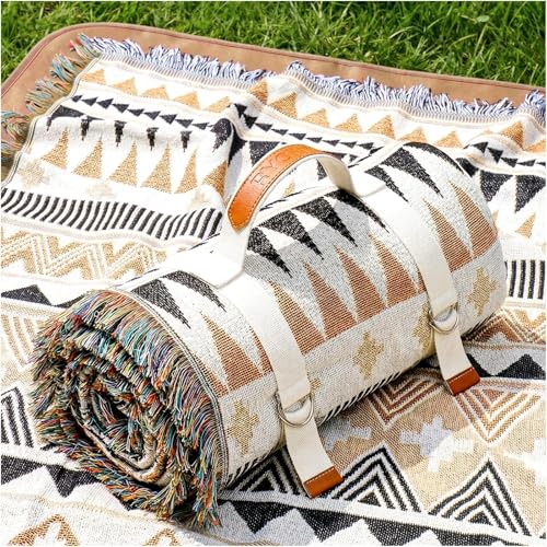 2 in 1 Extra Large Boho Beach Blanket Towel Giant Woven Outdoor Rug Picnic Mat Camping Gear Cruise Essential 2026 Summer Vacation Must Have Airplane Travel Accessories Costa Rica Hawaii Trip Stuff - color: Boho Brown