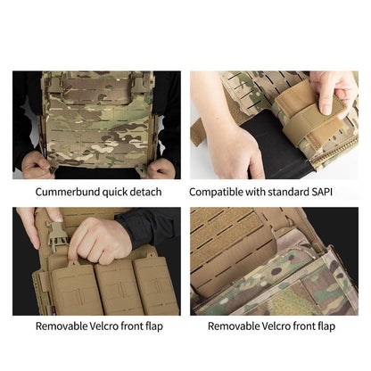 Tactical Vest for Men - Lightweight Quick Release Modular Vest Adjustable Airsoft Vest Outdoor for Running Training - color: Tan