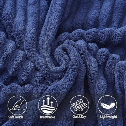 6 PC Microfiber Hand Towels for Bathroom, 16"x30",Navy Blue - color: Navy Blue
