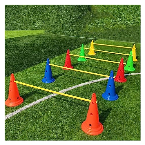 YXXSDP Professional Hurdle Cone Set, Adjustable Training Cones and Agility Poles, Multi-Sports Practice Equipment for Kids Pets Adult - color: Round Cones+1m Pole