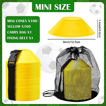 Hanaive Mini Soccer Cones for Agility Drills, 5 Inch - color: Yellow