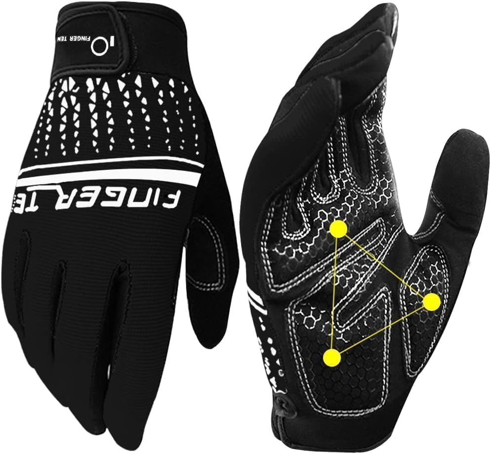 FINGER TEN Workout Gloves Full Finger with Padding 1 Pair - color: Black, size: X-Large