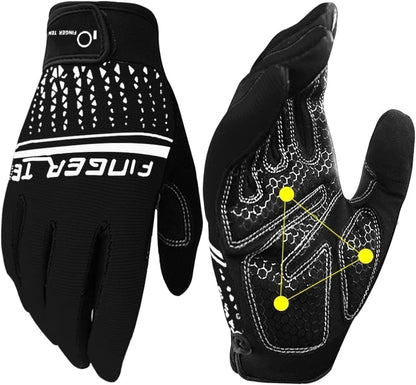 FINGER TEN Workout Gloves Full Finger with Padding 1 Pair - color: Black, size: X-Large