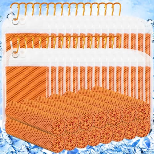 30 Pack Cooling Towels 40"x12" Cooling Neck Wraps Soft Breathable Chilly Towel Ice Towels Microfiber Workout Towel for Yoga Sport Running Workout Gym Camping Fitness Activities(Orange) - color: Orange