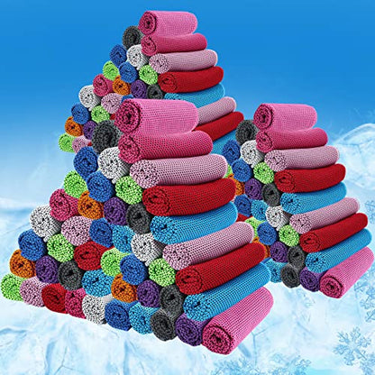 BBTO 80 Pcs Cooling Towels 32x12 in Microfiber,Multicolor - color: Multicolor