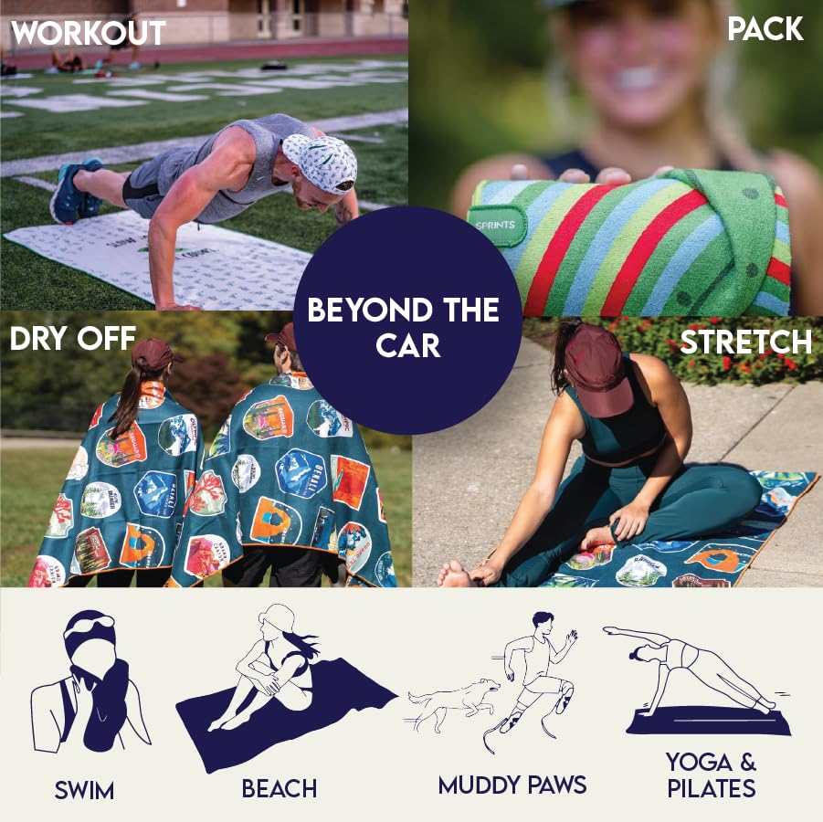 Sprints Athletic Running Towel, Full-Sized, Car Seat Cover - Performance Microfiber… (National Parks) - color: National Parks