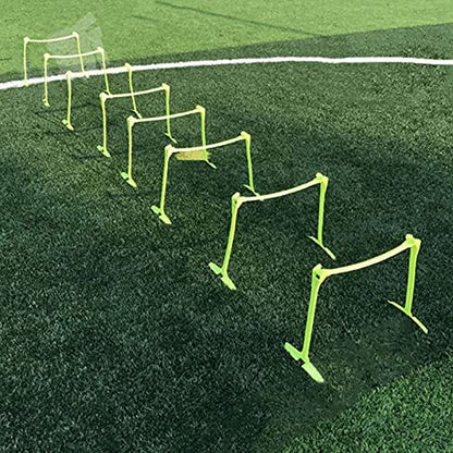 Adjustable Hurdles and Cone Set Agility Hurdles Disc Cones for Soccer Sports Plyometric Speed Training, fluorescent green