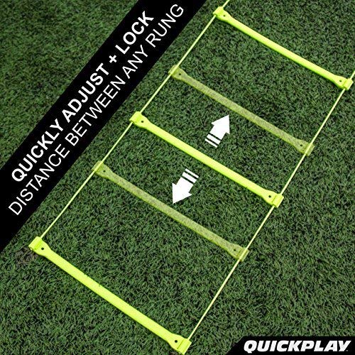 QuickPlay Agility Ladder for Speed and Agility Training - Adjustable 11 Rung Speed Ladder for Soccer, Football and Footwork Drills - Training Equipment for Kids, Youth and Adults with Carry Bag