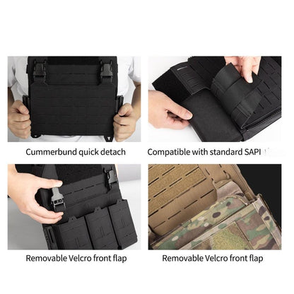 Tactical Vest for Men - Lightweight Quick Release Modular Vest Adjustable Airsoft Vest Outdoor for Running Training - color: Black