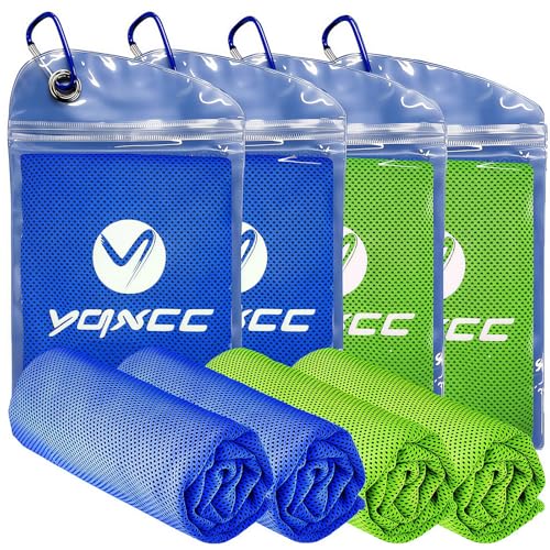 4 Pack Cooling Towels, Instant Cooling Neck Wraps, Ice Towel | 40" x 12" Soft Breathable Microfiber Chilly Towel for Face & Neck, Ideal for Gym, Yoga, Golf, Running, Camping & Hot Weather - color: 2 Dark Blue, 2 Green